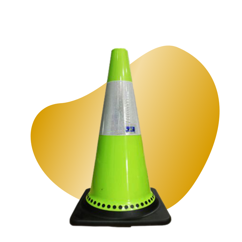 9.11 Rubber Traffic Cone Fluorescent Green 70cm