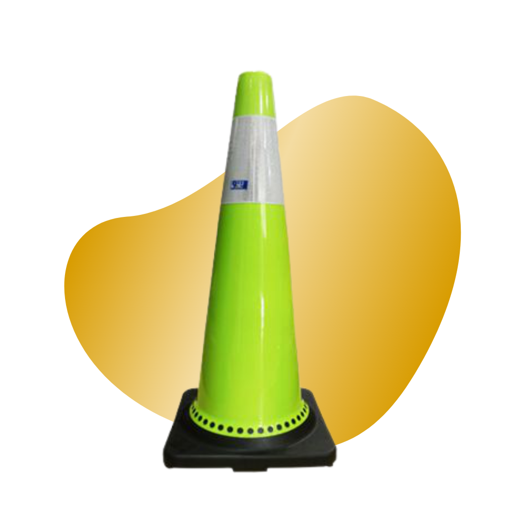 9.11 Rubber Traffic Cone Fluorescent Green 90cm